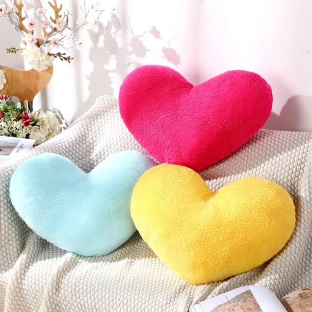 3 piezas de almohada de felpa en forma de corazón para el día de San Valentín, lindo cojín esponjoso de juguete con forma de corazón, cojines decorativos para regalo, sala de estar, comedor, cama, 15.