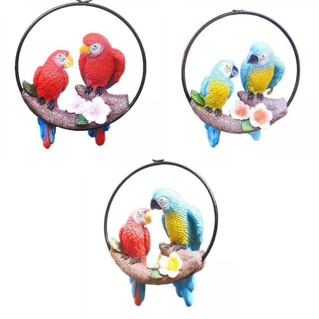 3 Uds Resina Loro Pájaro en s Estatuilla de Pájaros Estatua Patio Decoración de Jardín