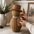 thumbnail image 4 of Rattan Snowman Figurine Decor, Hand Woven Imitation Wicker Snowman Statue With Top Hat and Scarf, Christmas Decorations for Living Room Entryway Decor, L, 4 of 7