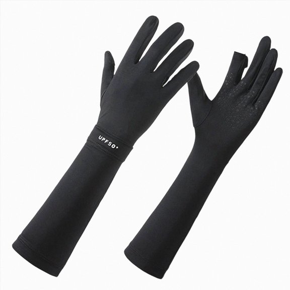 Cdudpw Women UV Long Sun Protection Gloves Touchscreen Arm Sun Driving Gloves 1Pairs UPF 50 for Outdoor Sports Cycling(Black)