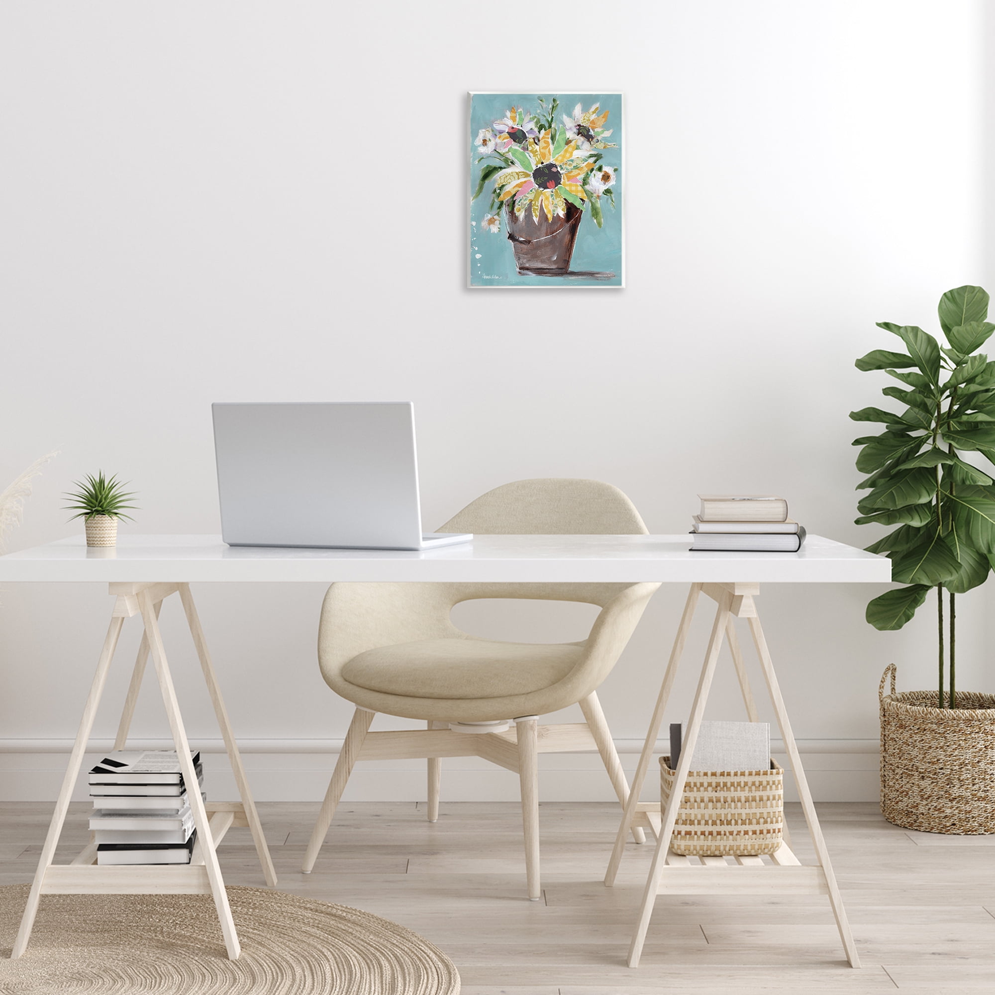 Stupell Industries Flower Bucket Bouquet Botanical & Floral Painting Unframed Art Print Wall Art, 11 x 14