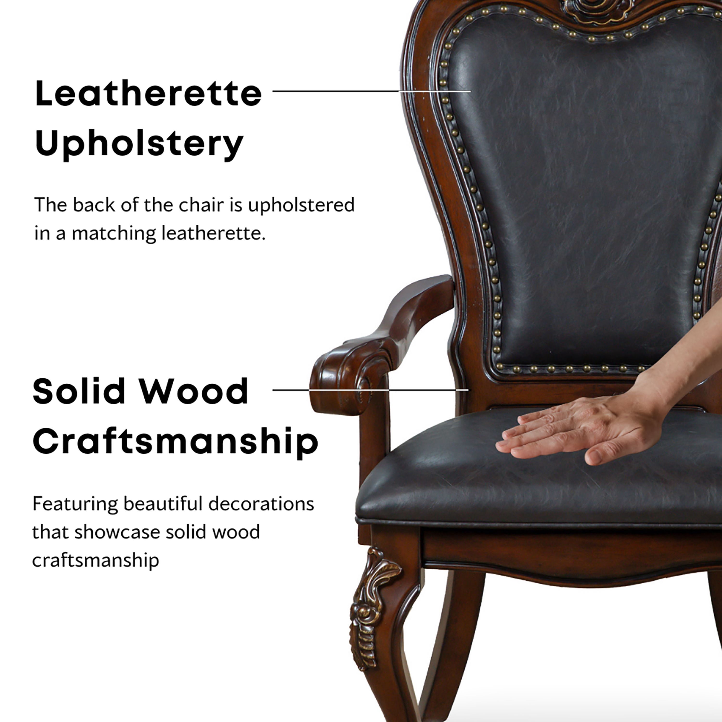Furniture of America Alernit Traditional Nailhead Trim Dining Arm Chairs, Dark Cherry (Set of 2)