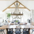thumbnail image 3 of Parrot Uncle 24" Boho 6-Light Wood Chandelier, Empire Light with Wood Bead, 3 of 13