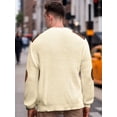 thumbnail image 4 of Coshow Mens Crewneck Pullover Sweater Waffle Textured Long Sleeve Knitted Sweaters with Elbow Patches, 4 of 5