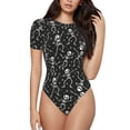 thumbnail image 1 of Balery Retro Skeleton Dancing On Halloween Party Body de cuello redondo de manga corta para mujer Tops de manga corta Tops básicos-X-Large, 1 of 7