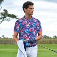 thumbnail image 3 of Pofeuu Blue Skull Flower Print Men's Loose Fit Midweight Short-Sleeve Pocket Polo-4X-Large, 3 of 6