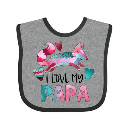 

Inktastic I Love My Papa Pink and Blue Fox with Hearts Gift Baby Boy or Baby Girl Bib