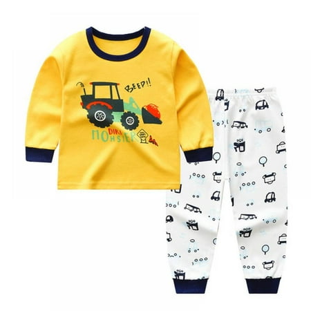 

Toddler Baby Boys Girls Shoulder Button Long-sleeved Pajamas Homewear Suit Two-piece Suit
