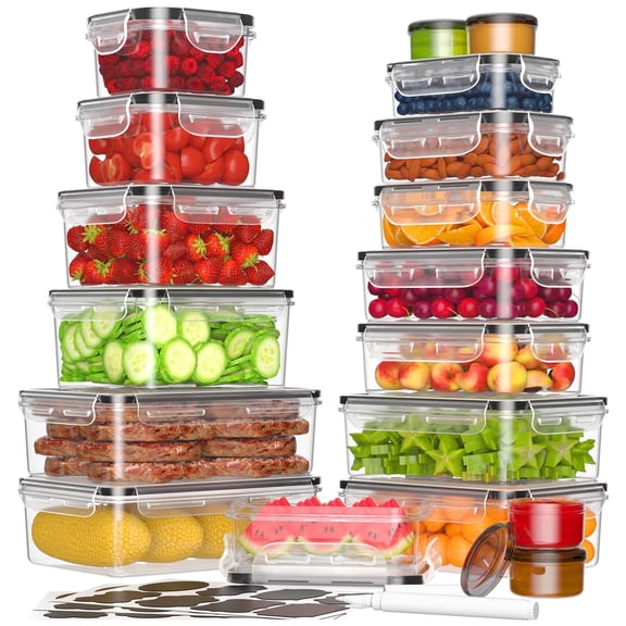 Carestrong 18 PCS Food Storage Containers with Lids - Leakproof meal Prep Containers Dishwasher and microwave safe Produce Containers Keep Fruits, Vegetables, Berry, Meat Fresh longer