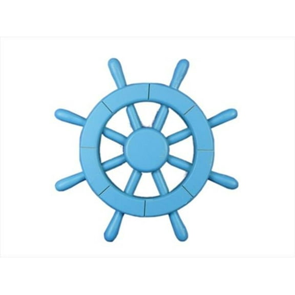 Handcrafted Model Ships New-Light-Blue-SW-12 Light Blue Ship Wheel 12 in. Decorative Accent