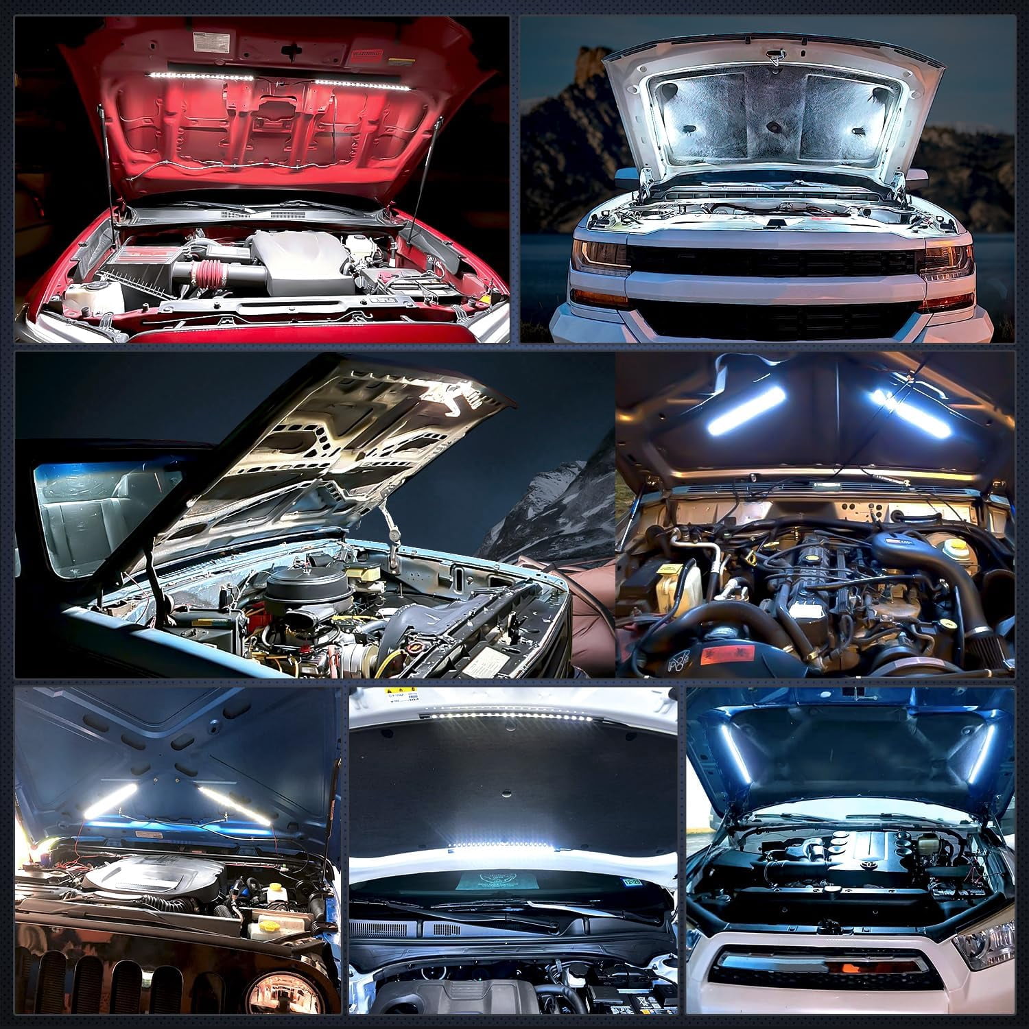 Nilight 2PCS Under Hood LED Light Strip 40cm Waterproof Engine Bay Work Light with Auto/Manual Switch 12V for Car Truck
