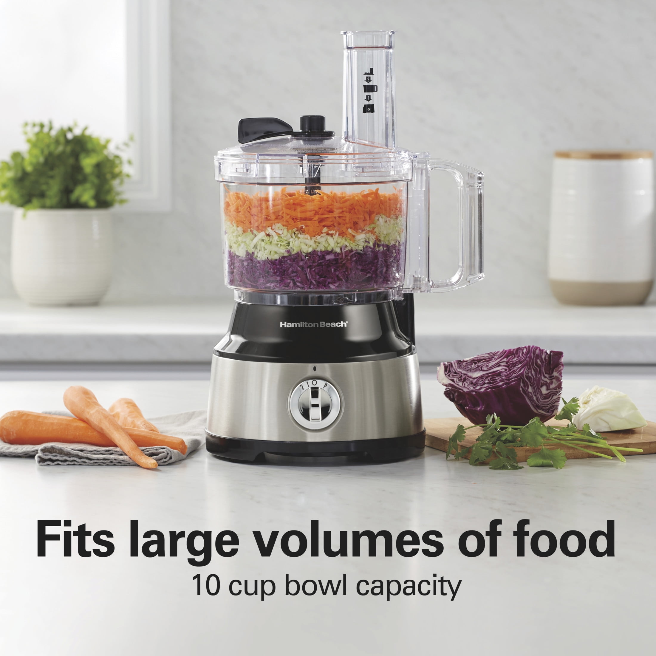 Hamilton Beach 10 Cup Food Processor and Chopper with Extra Large Chute and Bowl Scraper, Black