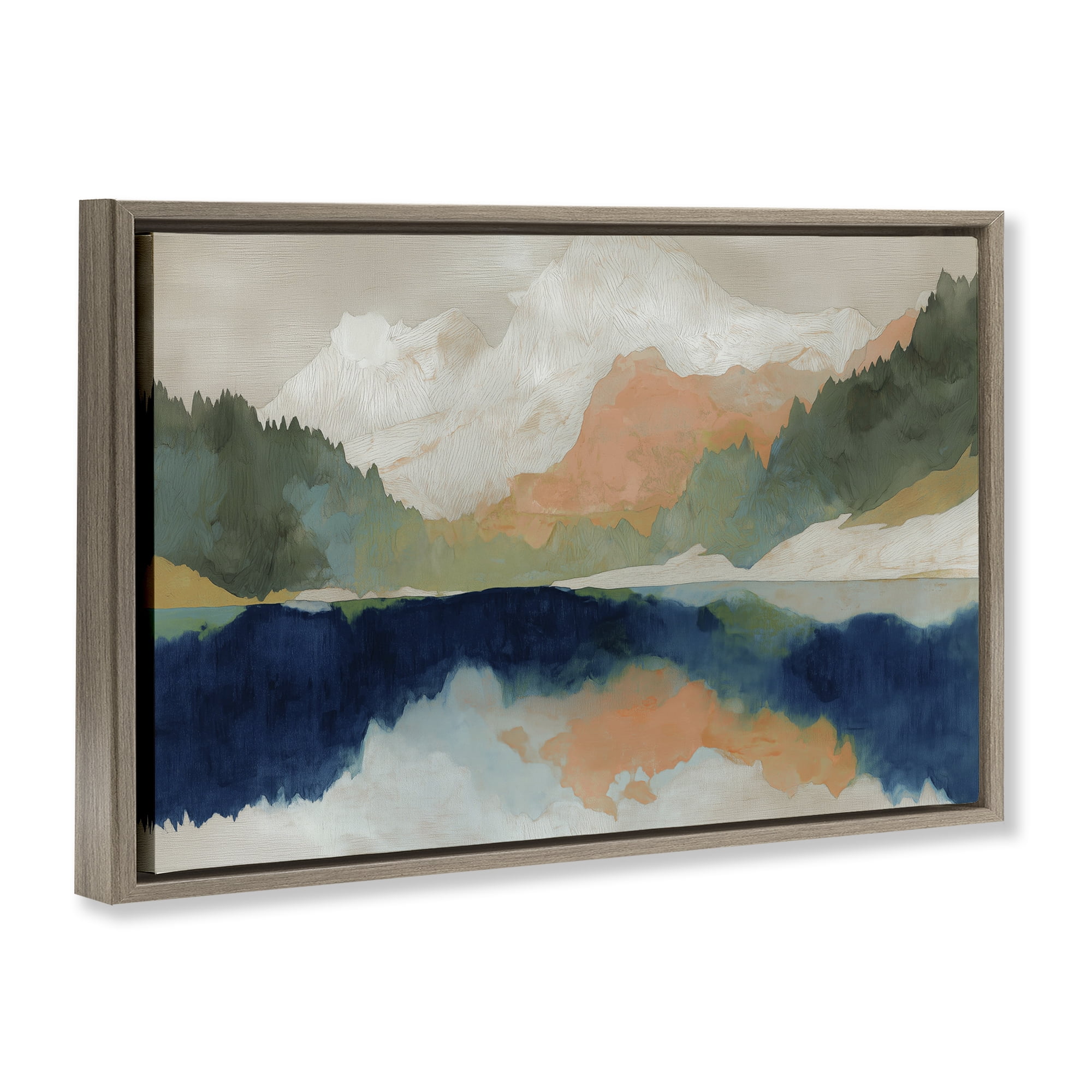 Stupell Industries Alpine Autumn Lake Reflection Brown Framed Floater Canvas Wall Art, design by Chromatic Storm Studio
