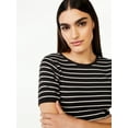 thumbnail image 6 of Free Assembly Women's Ribbed Crewneck Tee with Short Sleeves, Sizes XS-XXXL, 6 of 7