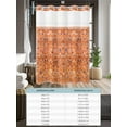 thumbnail image 6 of No Hook Cloth Fabric Shower Curtain with Snap in Liner, Boho Orange Waterproof Shower Curtains Set with See Through Top Window, Country Style Bohemian Floral Retro Tribal Bath Curtains Shower 72"x96", 6 of 6