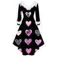 thumbnail image 5 of Womens Valentines Dresses Fashion V Neck Long Sleeve Dress Cute Love Heart Loose Casual Dresses Dark Gray 2XL, 5 of 5