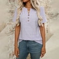 thumbnail image 6 of Ediodpoh Women's V Neck Button Down T Shirt Casual Comfortable Summer Top for Home Outdoor Wear with Jeans Womens T Shirts Light Purple XXL, 6 of 8