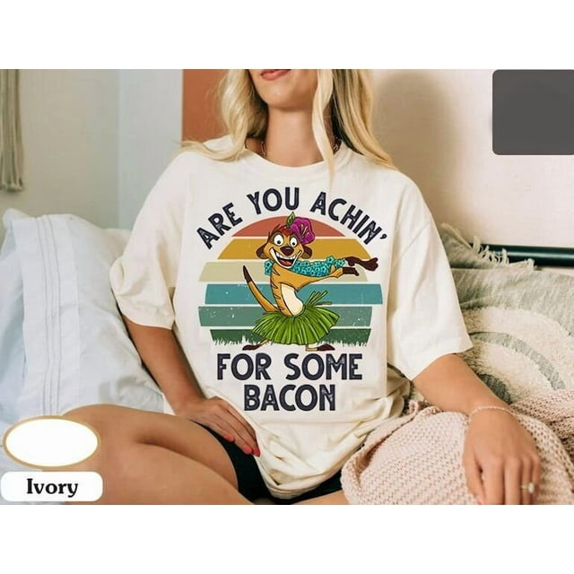 T-shirt Rétro Amusant Timon Achin' For Some Bacon, Disney Le Roi Lion T-shirt, Pumbaa Timon - Pepper - L