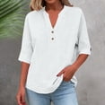 thumbnail image 2 of Womens Blouse Plus Size Solid Color Short Sleeve V-Neck Tops Women's Basic Summer Casual Leisure Button-up Pullover Shirts, 2 of 10