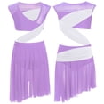 thumbnail image 1 of Sholeno Justaucorps de Danse Asymétrique en Maille Transparente pour Filles, Robe de Danse Lyrique Pailletée, Violet Clair 10, 1 of 4