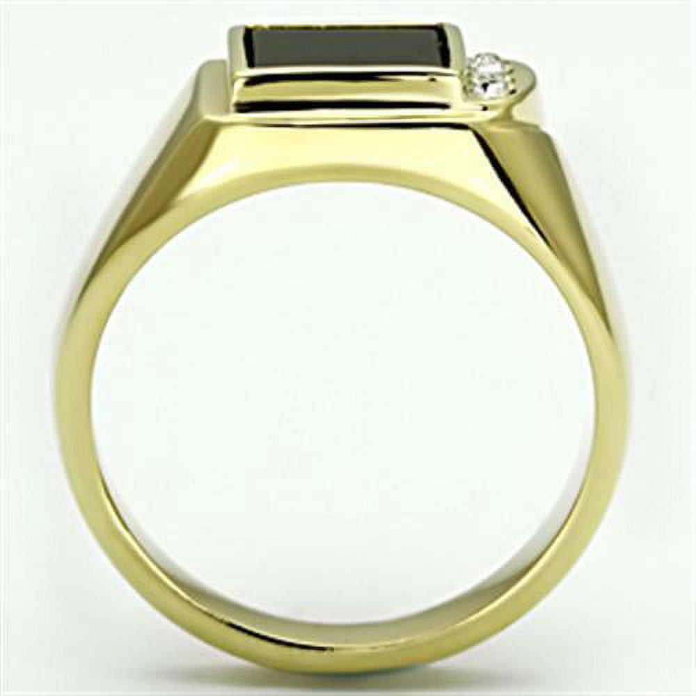 Gift For Him Men's Rings Stainless Steel Rectangle Black Onyx & CZ