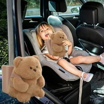 AuroraX Car Armrest Trash Can with Tissue Box Holder Brown Waterproof 1.1L Cute Plush Bear Garbage Container Basket Modern Garbage Bin for Compact Spaces