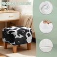 thumbnail image 7 of SCRAWLGOD Cow Print White Black Footstool Slipcover, Stretch Square Stool Furniture Protector Footstool Cover with Elastic Bottom Foot Rest Covers, 7 of 7