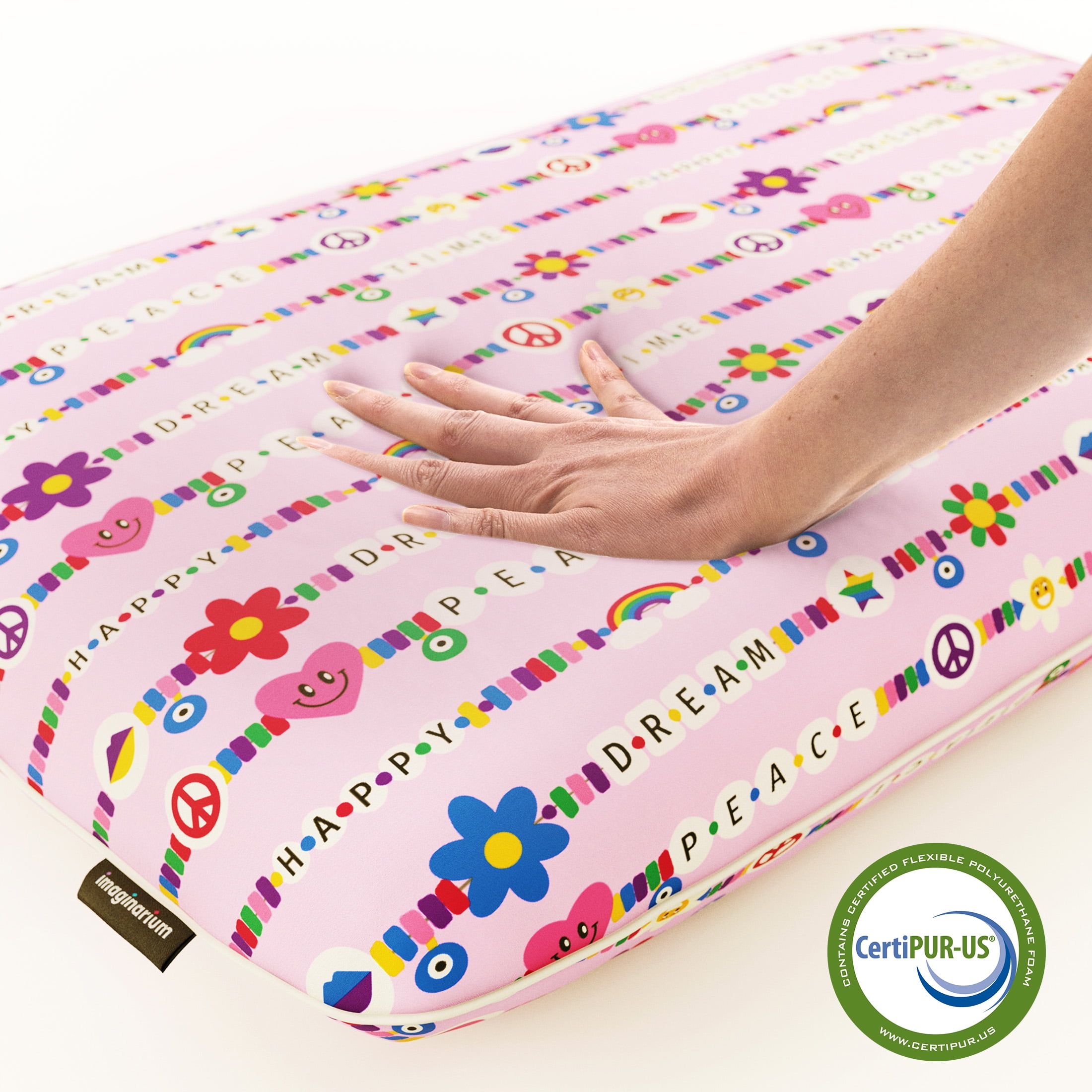Memory Foam Fun Pillow with Cool-to-The-Touch Cover, Standard/Queen, Pink Friendship Bracelet 2 Pack