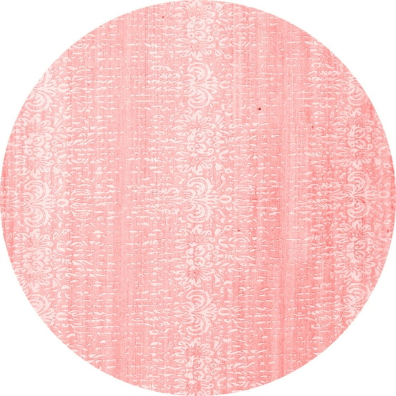 Ahgly Company Indoor Round Abstract Red Contemporary Area Rugs, 5' Round