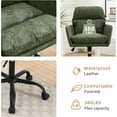 thumbnail image 3 of Modern Faux Leather Home Office Desk Chair with Vintage Design, Adjustable Swivel Computer Chair with Wheels & Arms - Ergonomic Task Chair,  Upholstered Leather Desk Vanity Chair (Green), 3 of 7
