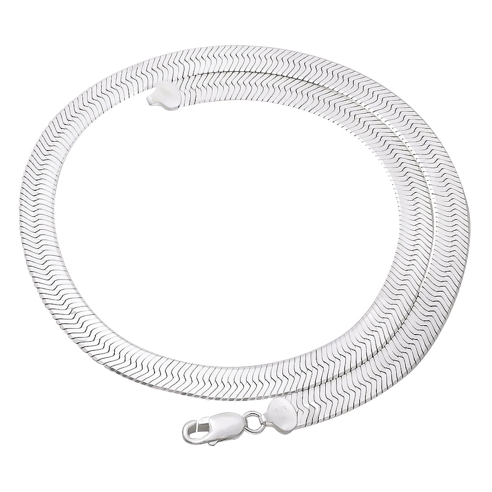 8.7mm Solid .925 Sterling Silver Flat Herringbone Chain Necklace, 22 inches