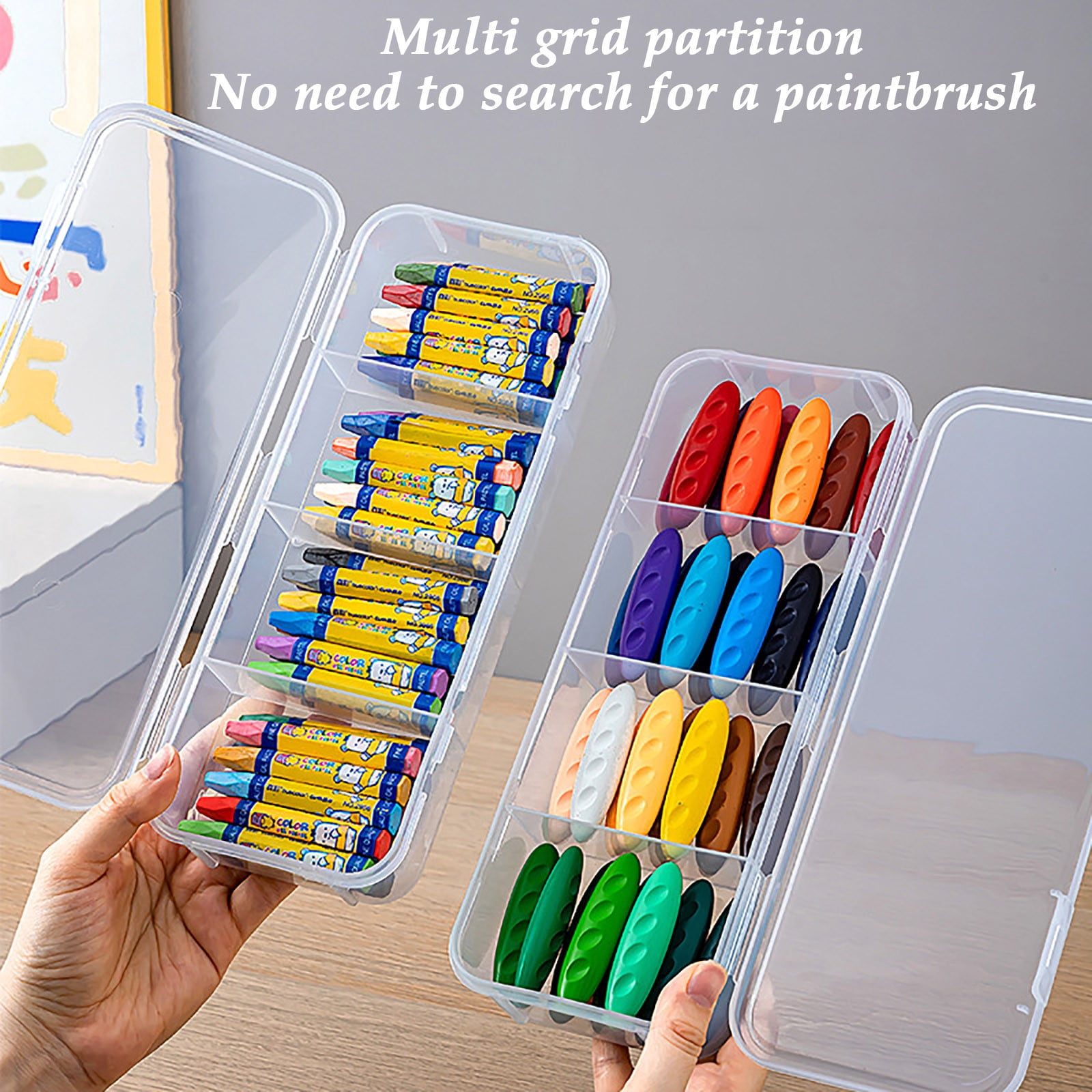 Extra Large Capacity Plastic Pencil Box, Stackable Clear Storage Organizer for Desk, Office Supplies Storage Box for Pens, Markers, Erasers and Art Supplies