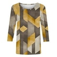 thumbnail image 4 of ZQGJB Plus Size Womens Tunic Blouse Vintage Color Block Print Summer 3/4 Sleeve Round Neck Graphic T-Shirts Ethnic Style Oversized Comfy Pullover Tops Multicolor#06 XXXL, 4 of 5