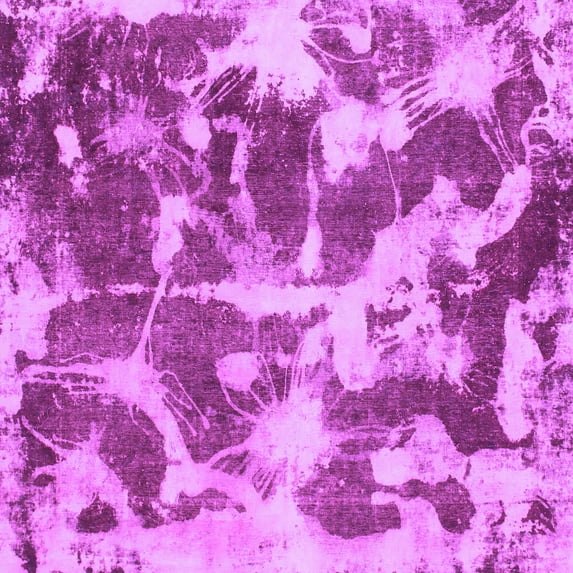 Ahgly Company Machine Washable Indoor Square Abstract Purple Modern Area Rugs, 3' Square