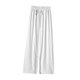 thumbnail image 2 of Pantalones de pierna ancha para mujer, pantalones sueltos con cordón de cintura alta, informales, de fibra de poliéster, para desplazamientos en verano, color blanco M, 2 of 8
