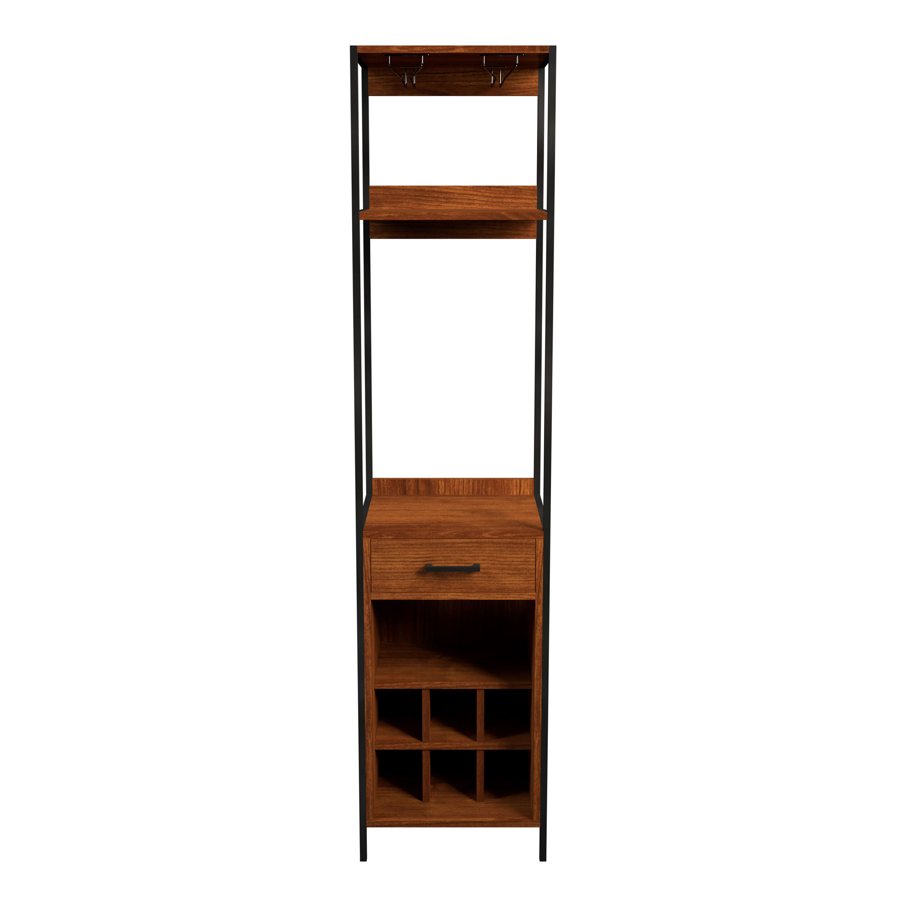 Furniture of America Klep 3-Tier Display Shelf, Natural and Sandy Black