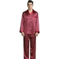thumbnail image 1 of AMERTEER Men‘s Silk Pajamas Set Casual Print Home Service Two-Piece Set, 1 of 6