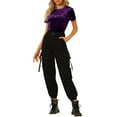 thumbnail image 2 of INSPIRE CHIC Women's Party Velvet Shirt Crew Neck Short Sleeve Casual T-Shirt 3XL Purple, 2 of 7