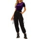 thumbnail image 2 of Camiseta de terciopelo de mujer Inspire Chic para fiesta, cuello redondo, manga corta, casual, 2XL, púrpura, 2 of 7