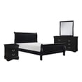 thumbnail image 2 of Fy Four Piece Queen Size Bedroom Set, Antique Nickel Metal Handles, Black, 2 of 7