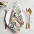 thumbnail image 2 of Eucalyptus Trucks Cloth Napkins, Spring Farmhouse Floral Sage Green Plaid Washable and Reusable Dinner Napkins Set of 4, Table Napkin for Kitchen Party Birthday Wedding Hotel Housewarming 20"x20", 2 of 9