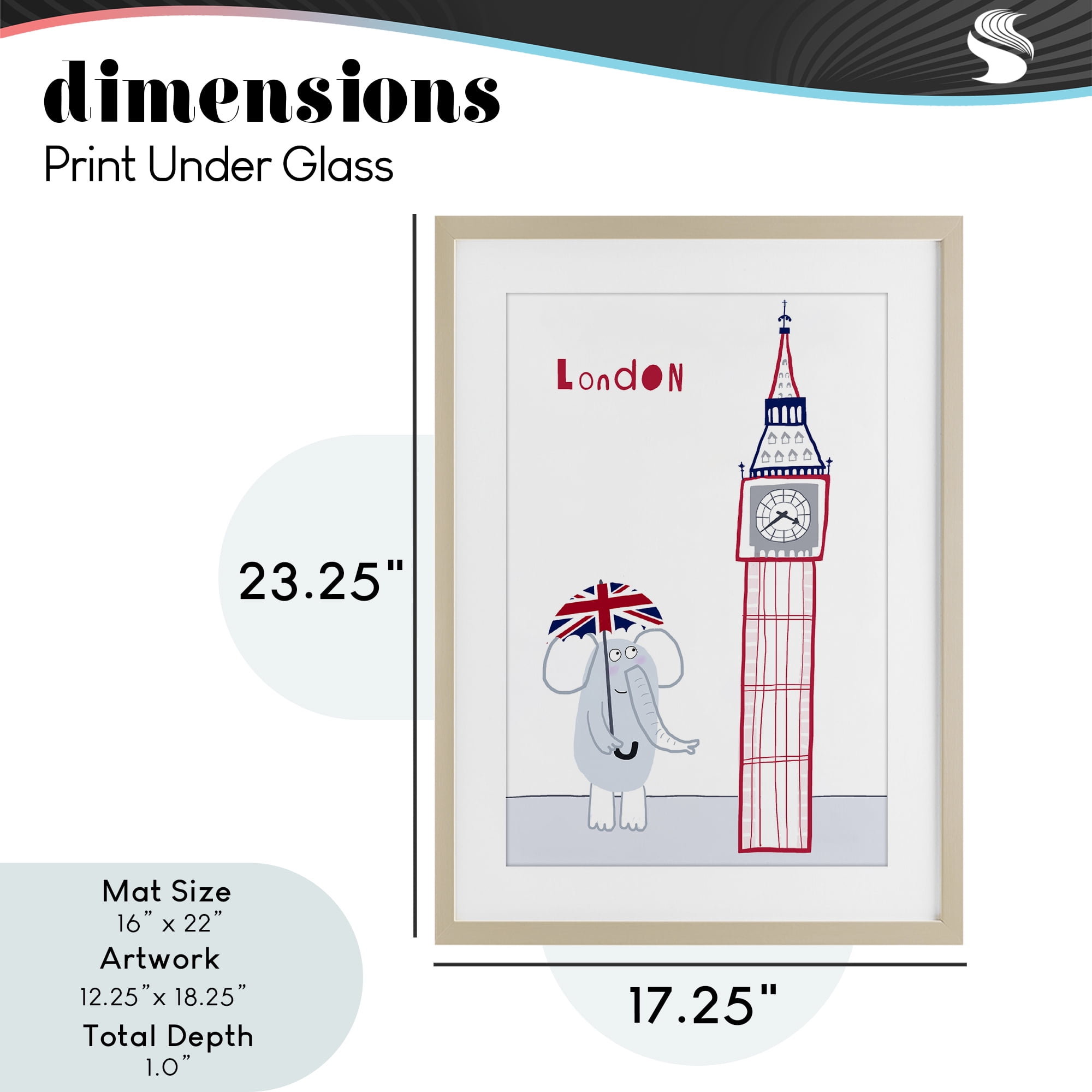 Elephant & Big Ben London Birch Framed Print Under Glass, design by Carla Daly