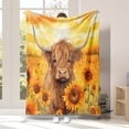 thumbnail image 4 of Cozy Highland Cow & Sunflower Flannel Throw Blanket - Soft, Warm, and Reversible for Couch or Bed, 4 of 6