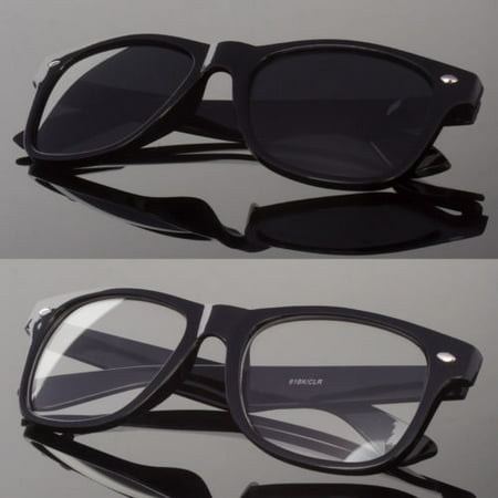 New Black or Clear Lens Sunglasses Vintage Retro Men Women Classic Frame Glasses