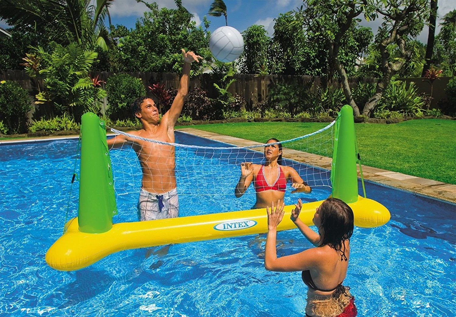 Pool Volleyball net and ball with repair Patch Perfectly Made for Play On  pool, There are 10 gauge (0.25mm) vinyl with 7 gauge (0.18mm) ball By Intex  - Walmart.com
