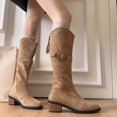 thumbnail image 6 of Nmnitkp Boots for Women Fashionable Casual Multi-Color Thick-Soled Suede Western Boots Fall And Winter Style Comfortable Long Boots Khaki,37, 6 of 9