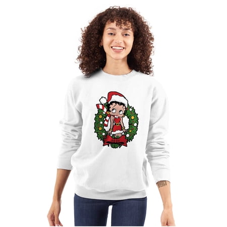 Betty Boop Christmas Santa Wreath Women Plus Size Sweatshirt Brisco Brands 3X