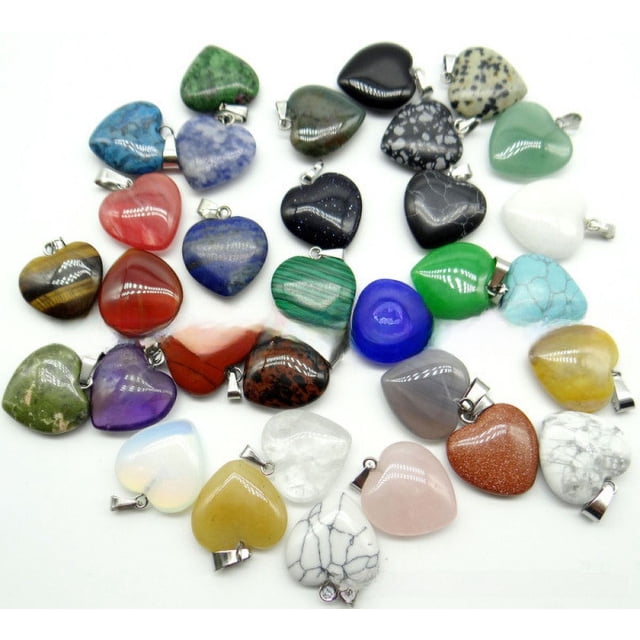 Colgante de corazón de 20 mm con piedra de cristal natural, colgante de amor, collar con forma de corazón de melocotón, accesorios hechos a mano