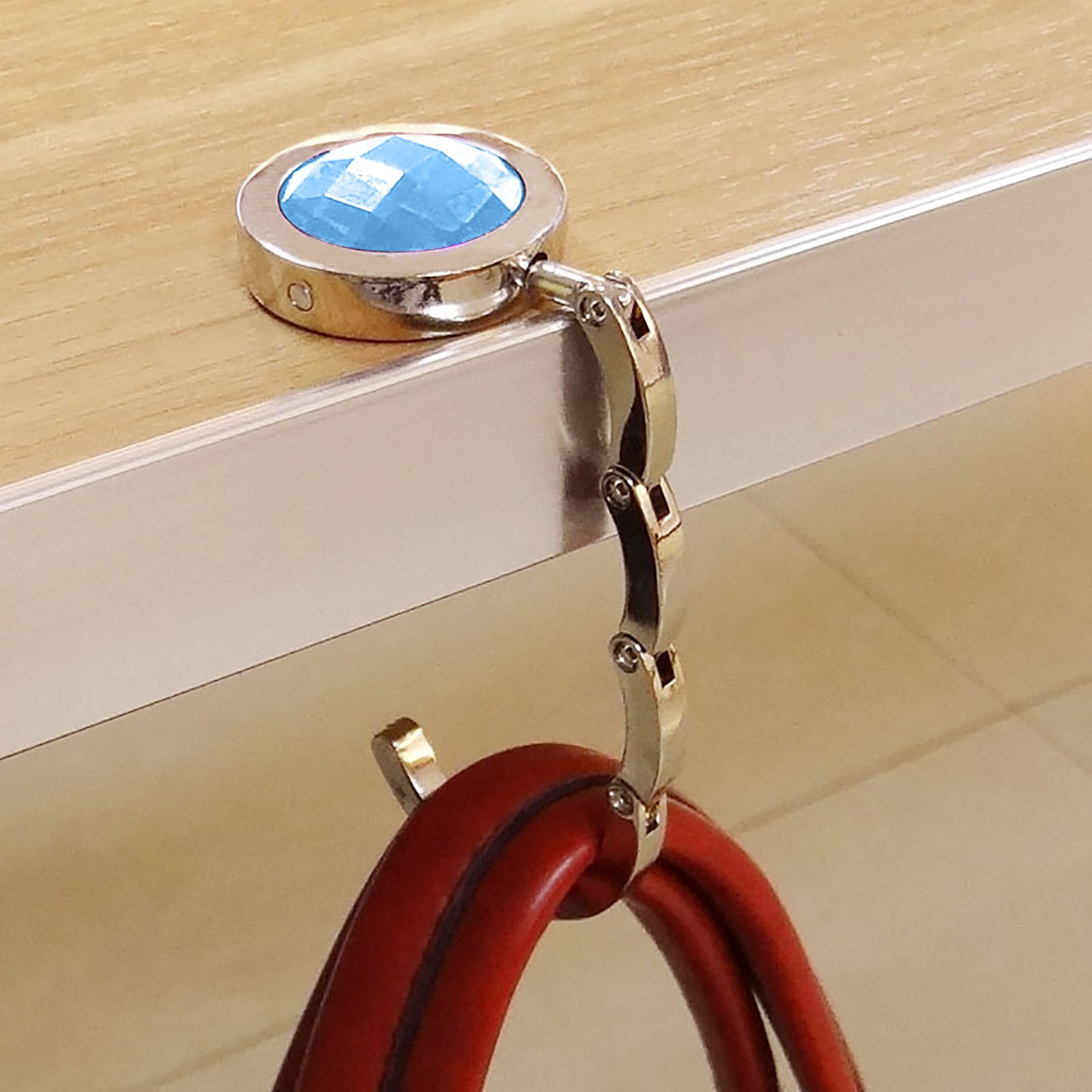 HIBRO Foldable Purse Hook Floding Handbag Hanger Rhinestone Bag Holder