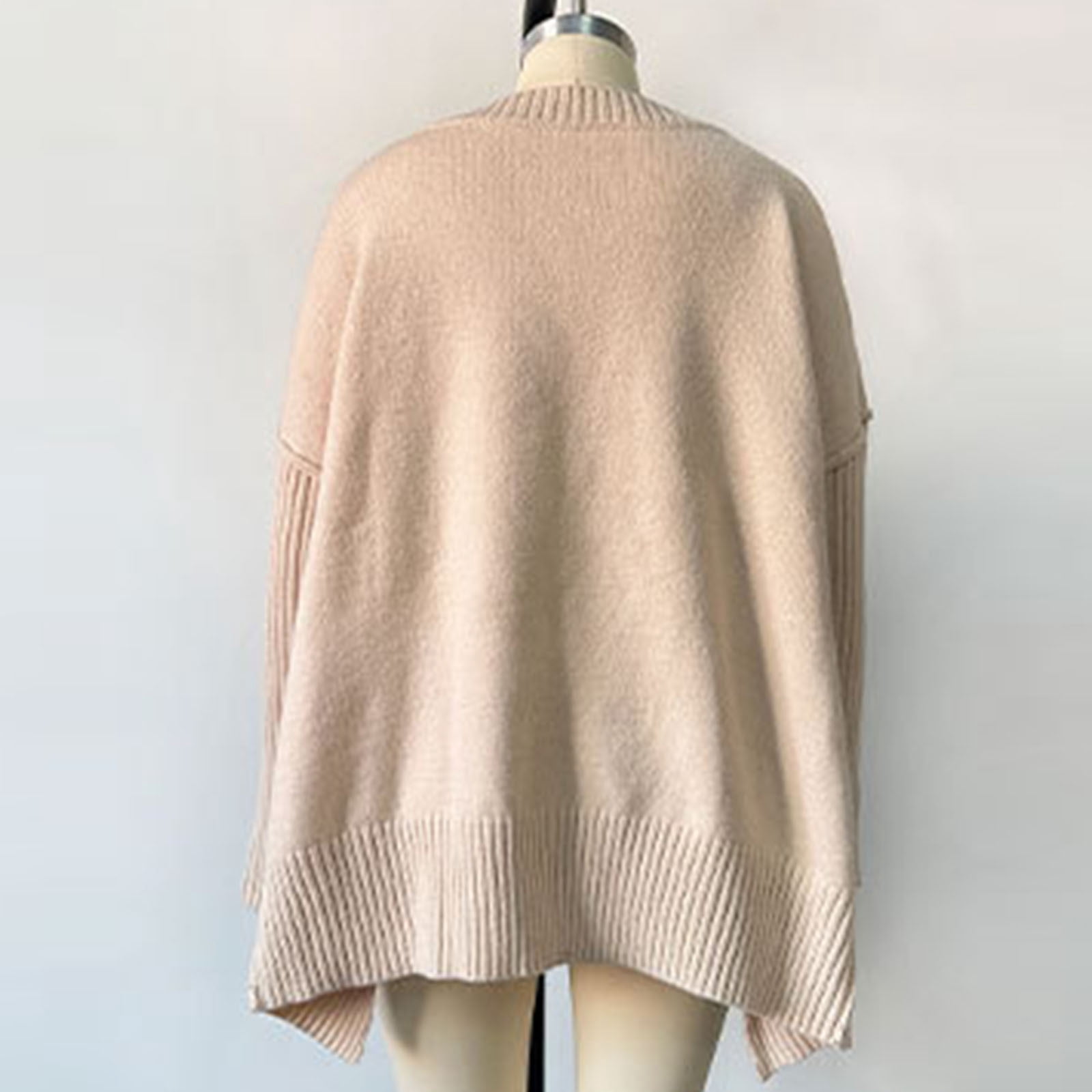 Gufahion Sweaters for Women Long Sleeve V Neck Oversized Knitted Sweaters Side Slit Pullover Womens Tops Fall Fashion Clothing, Gifts for Women